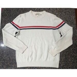 HM LOGG Cream Cotton Knit Striped Sweater Womens Medium Red Navy Blue Nautical